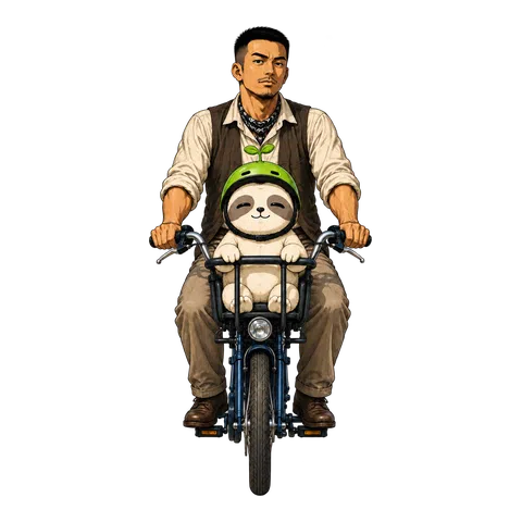 男性と自転車に乗るなまコ
