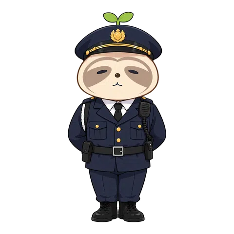 まっすぐ立つ警察官のなまコ