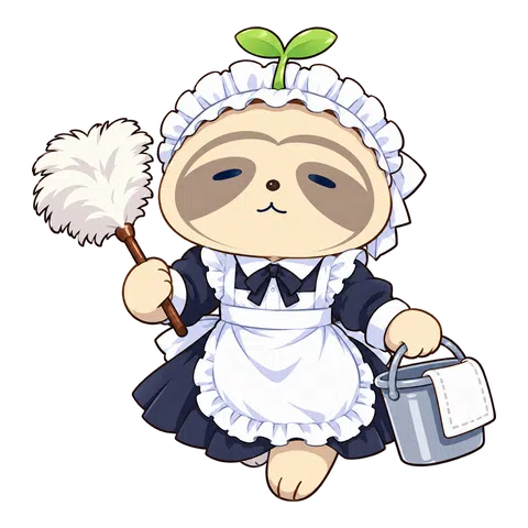 掃除道具を持つメイドのなまコ
