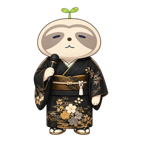 花柄の黒い着物のなまコ