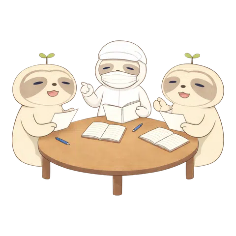 テーブルで相談するなまコ