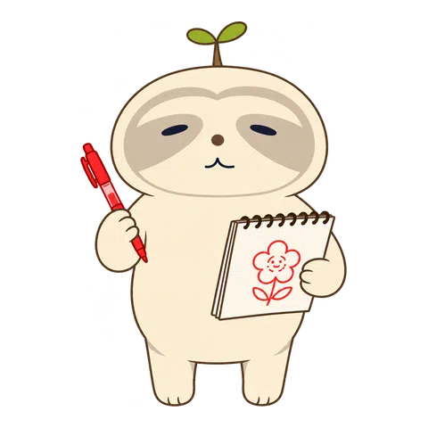 赤いペンで花を描くなまコ