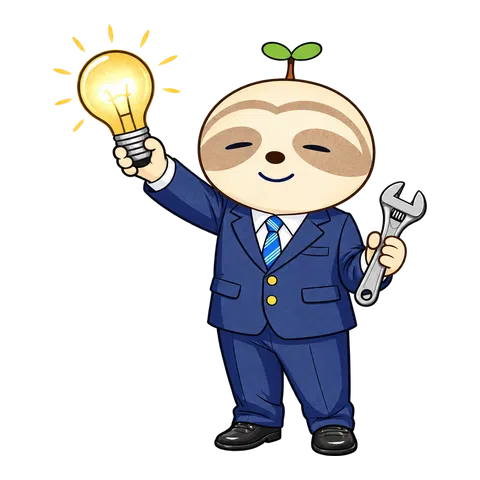 電球とレンチを持つなまコ
