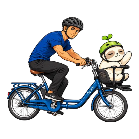 男性と自転車に乗るなまコ