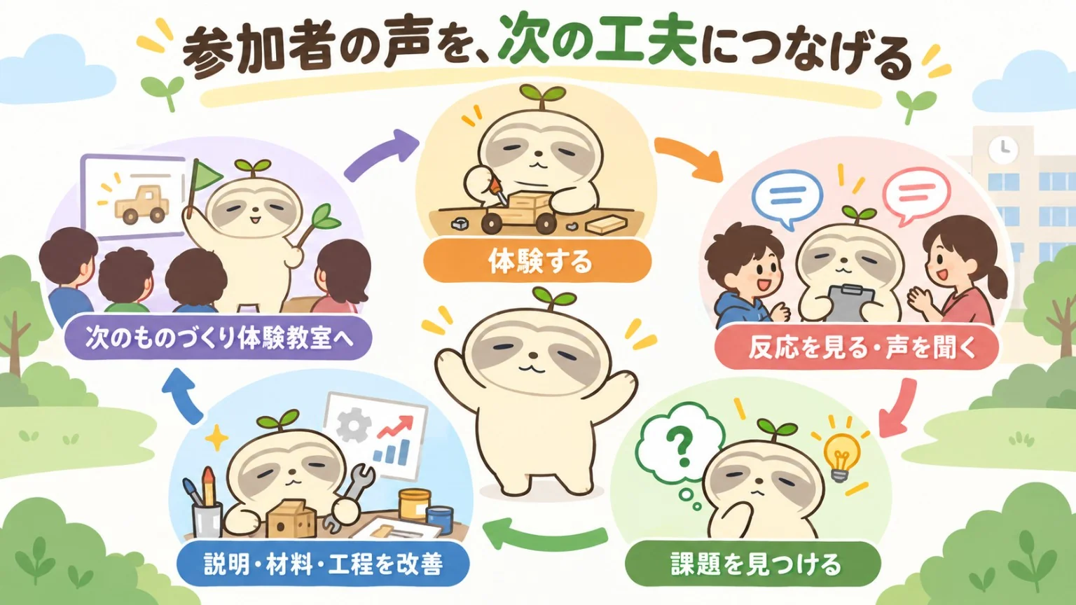 参加者の声を次のものづくり体験教室の改善につなげる循環